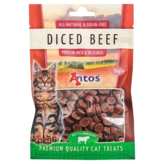 ANTOS Diced Beef kārumi kaķiem ar liellopu gaļu 50 g (12)