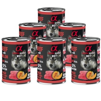 ALPHA SPIRIT WET konservēta barība ar liellopu gaļu un meloni 400 g 6 gab.
