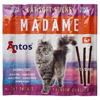 ANTOS MADAME gaļas nūjiņas kaķiem lasis/tuncis