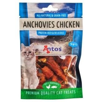 ANTOS Anchovies+Chicken kārumi kaķiem 50 g (12)