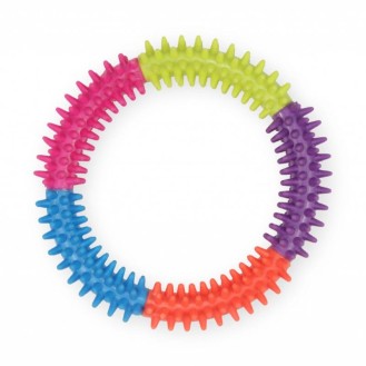 PET NOVA DENTAL krāsains ar dzelkšņiem mīksts gredzens 12.5 cm 2 gab.