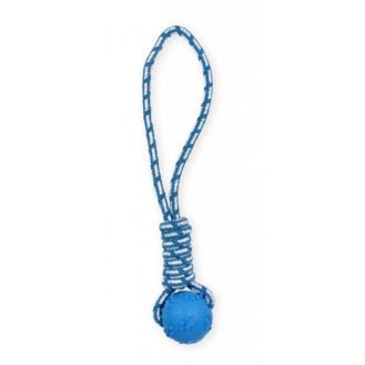 PET NOVA TPR BLUE bumbiņa ar virvi 40 cm 2 gab.
