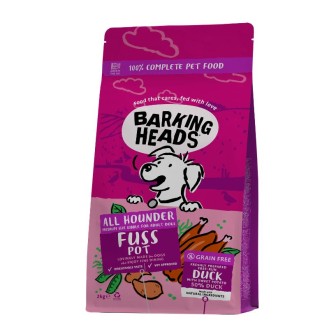 BARKING HEADS Fuss Pot Duck barība suņiem ar pīles gaļu 2 kg BARKING HEADS Fuss Pot Duck barība suņiem ar pīles gaļu 2 kg