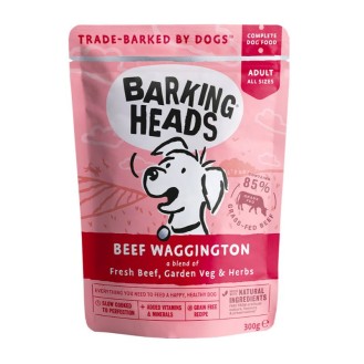 BARKING HEADS Beef Waggington konservēta barība suņiem ar liellopu gaļu 300 g 10 gab.