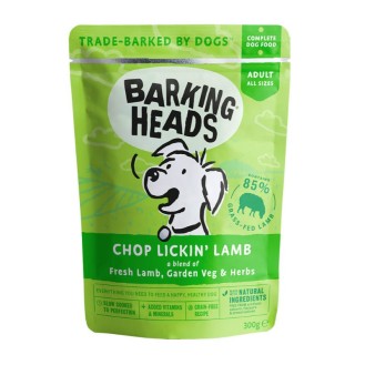 BARKING HEADS Chop Lickin' Lamb konservēta barība suņiem ar jēra gaļu 300 g 10 gab.