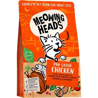 MEOWING HEADS Paw Lickin' Chicken (vistas gaļa/zivs) 4 kg