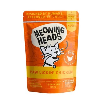 MEOWING HEADS Paw Lickin' Chicken (vistas gaļa/liellopu gaļa) 100 g 10 gab.
