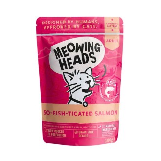 MEOWING HEADS So-Fish-Ticated Salmon konservēta barība kaķiem (lasis/vistas gaļa/liellopu gaļa) 100 g 10 gab.