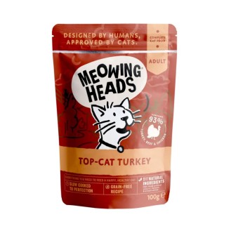MEOWING HEADS Top Cat Turkey (tītara gaļa/liellopu gaļa/vistas gaļa) 100 g 10 gab.