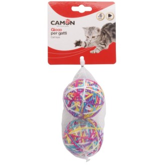 CAMON 2 dzijas kamoliņi kaķiem ar zvaniņu 6cm CAMON 2 dzijas kamoliņi kaķiem ar zvaniņu 6cm