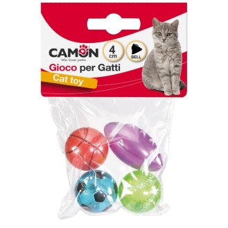CAMON 4 dažādas bumbiņas kaķiem ar zvaniņu, 4 cm