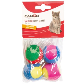 CAMON 4 krāsainas bumbiņas kaķiem ar kaķumētru 4cm