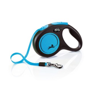 FLEXI New Neon Tape zila pavada M-5m līdz 25 kg FLEXI New Neon Tape zila pavada M-5m līdz 25 kg