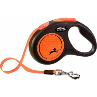 FLEXI New Neon Tape oranža pavada M-5m līdz 25 kg FLEXI New Neon Tape oranža pavada M-5m līdz 25 kg