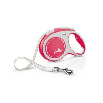FLEXI Comfort Tape balta/rozā pavada M-5m līdz 25 kg FLEXI Comfort Tape balta/rozā pavada M-5m līdz 25 kg