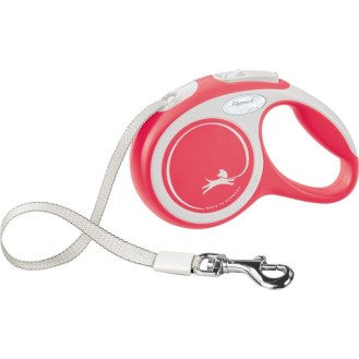 FLEXI Comfort Tape balta/rozā pavada S-5m līdz 15 kg