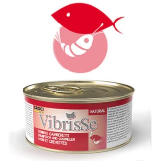 VIBRISSE konservēta barība kaķiem ar tunci un garnelēm mērcē 70 g 1 gab. (24)