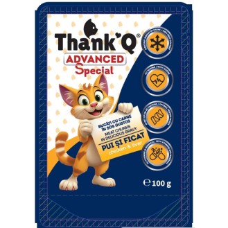 THANK'Q Pouch konservi kaķiem ar vistas gaļu un aknām, 100gx24gab