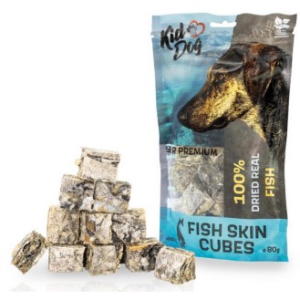 KIDDOG 100% zivju ādas kubiņi 80 g