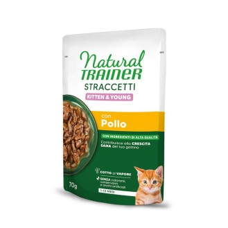 NATURAL TRAINER Straccetti KITTEN konservēta barība ar vistas gaļu 70 g