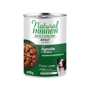 NATURAL TRAINER suņu konservi (gabaliņi mērcē) vidēja lieluma suņiem – ar jēra gaļu, 415 g (12)
