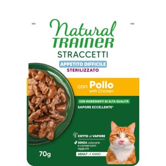 NATURAL TRAINER CAT Sterilized konservi izvēlīgiem kaķiem ar vistas gaļu, 70 g, 14gab.