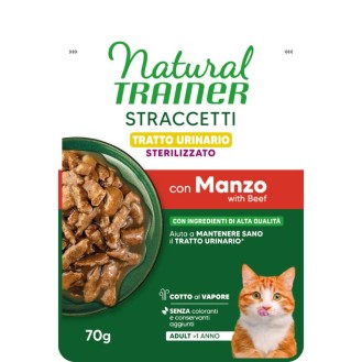 NATURAL TRAINER CAT Sterilized konservi kaķiem ar liellopa gaļu Urinary, 70g, 14gab.