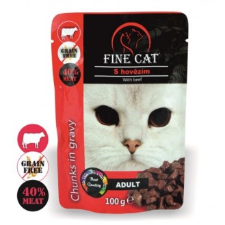 FINE CAT konservēta barība kaķiem ar liellopu gaļu 100 g 22 gab.