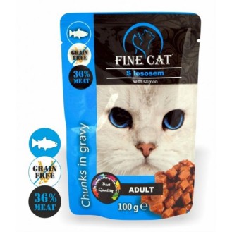 FINE CAT konservēta barība kaķiem ar lasi 100 g 22 gab.