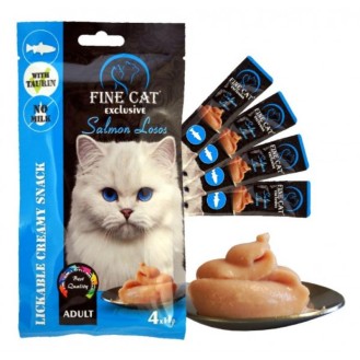 FINE CAT Cremy kārums kaķiem ar lasi 4x15 g (24)