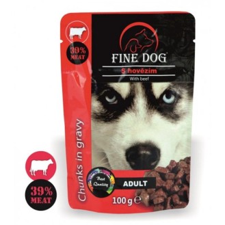 FINE DOG konservēta barība suņiem ar liellopu gaļu 100 g 22 gab.