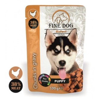 FINE DOG konservēta barība kucēniem ar vistas gaļu 100 g 22 gab.