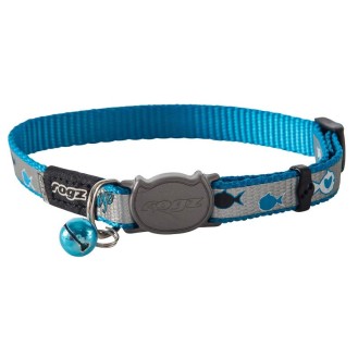 ROGZ Reflecto kaklasiksna kaķim zila ar zivtiņām 11 mm/20-31 cm
