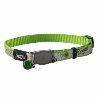 ROGZ Reflecto kaklasiksna kaķim zaļa ar zivtiņām 11 mm/20-31 cm