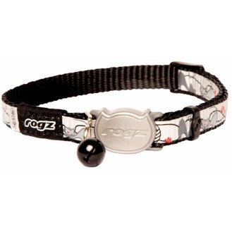 ROGZ Reflecto kaklasiksna kaķim melna ar kaķiem 11 mm 20-31 cm