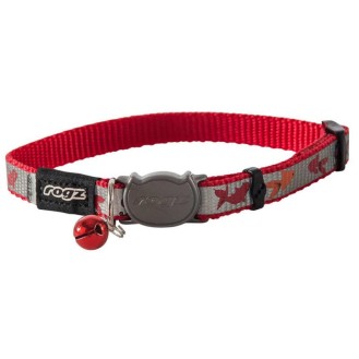 ROGZ Reflecto kaklasiksna kaķim sarkana ar zivtiņām 11 mm 20-31 cm
