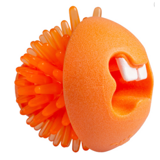 ROGZ FRED oranža bumbiņa ar dzelkšņiem 6.4 cm