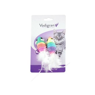 VADIGRAN Cat Toy krāsainas pelītes balta aste 5 cm 2 gab. 2iepak.