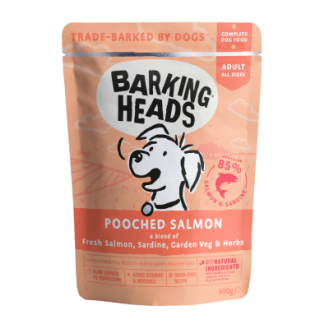 BARKING HEADS Pooched Salmon konservēta barība suņiem ar lasi 300 g 10 gab.